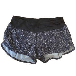 Black and White Lululwmon Running Shorts